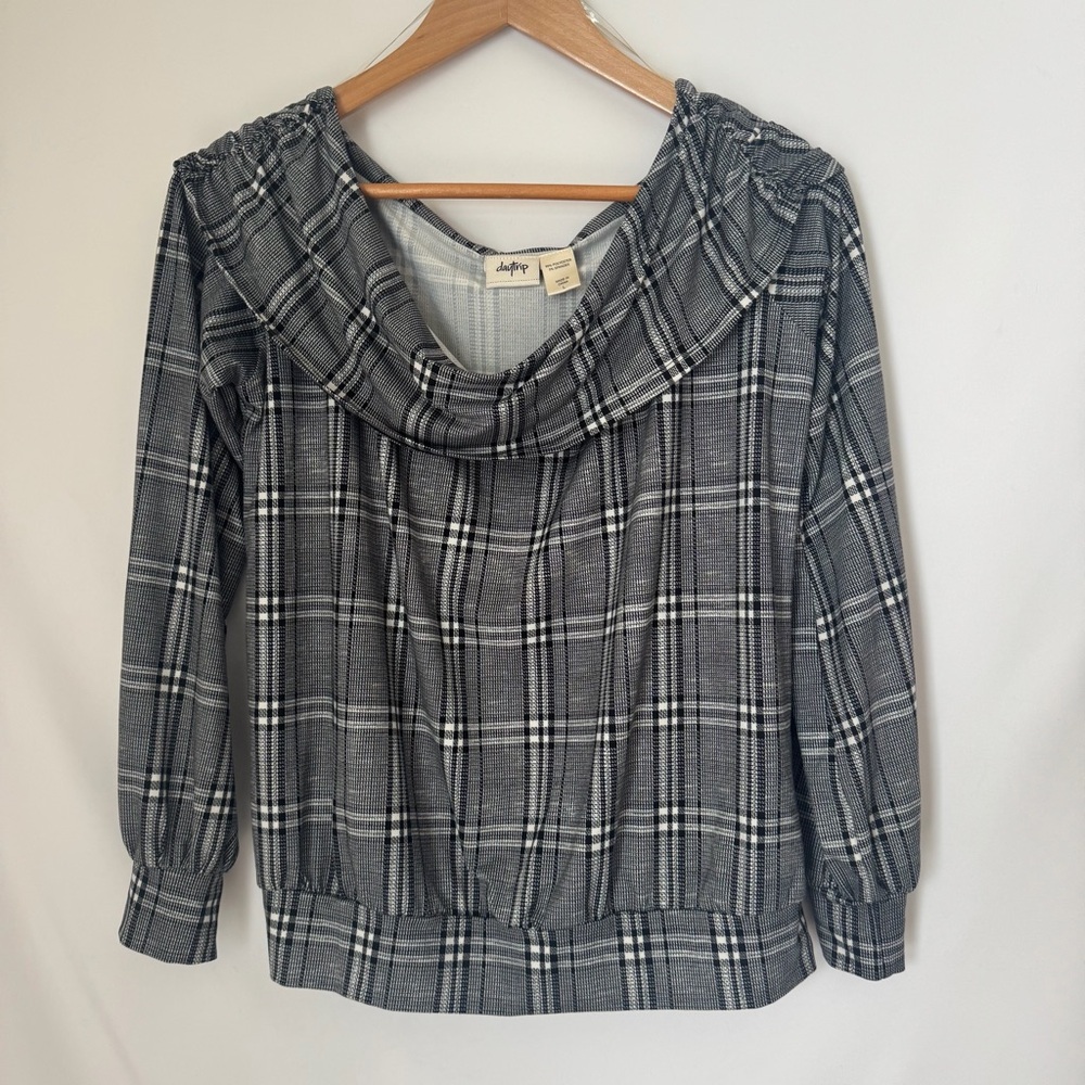 Daytrip Charcoal Plaid Women's Blouse